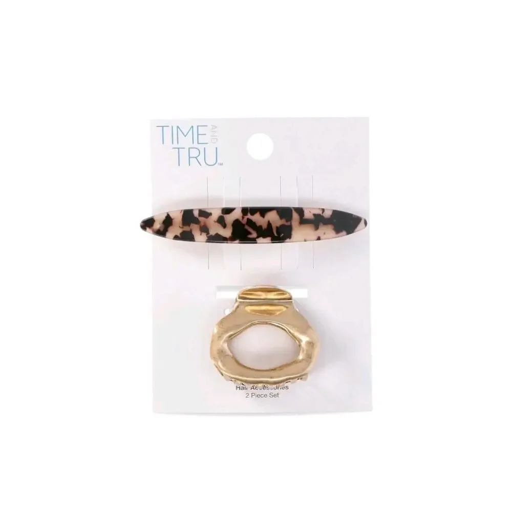 Time and Tru Women's Hair Claw Clips, 3-Pack, Red 6 Pc